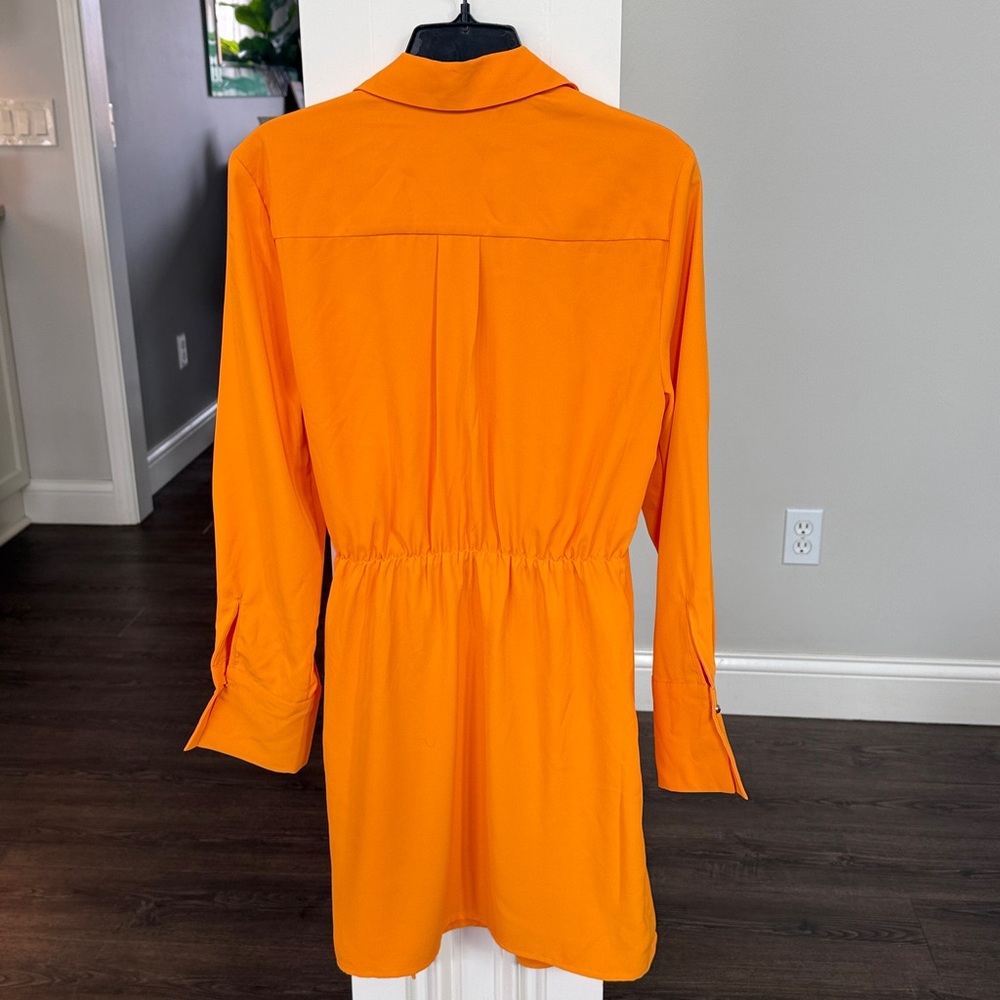 House of Harlow 1960 Like New Tangerine Orange Wrap Tie-Front Mini Dress S - Picture 6 of 8